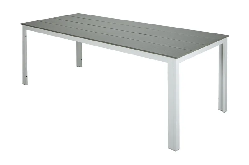 Tunis spisebord til udendørsbrug 205x90 cm rektangulært - Hvid/Grå - Havemøbler - Havebord - Spisebord & havebord