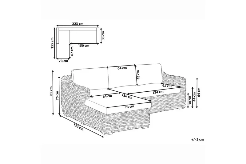 Udendørssofa Valletri - Havemøbler - Havesofaer & bænke - Havesofaer