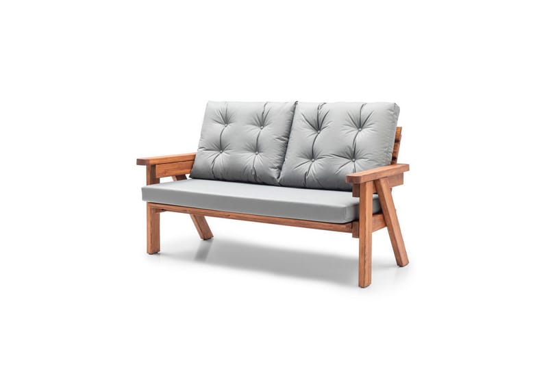 Zaron Garden Sofa 2-personers - Mellemfarvet træ/Grå - Havemøbler - Havesofaer & bænke - Havesofaer