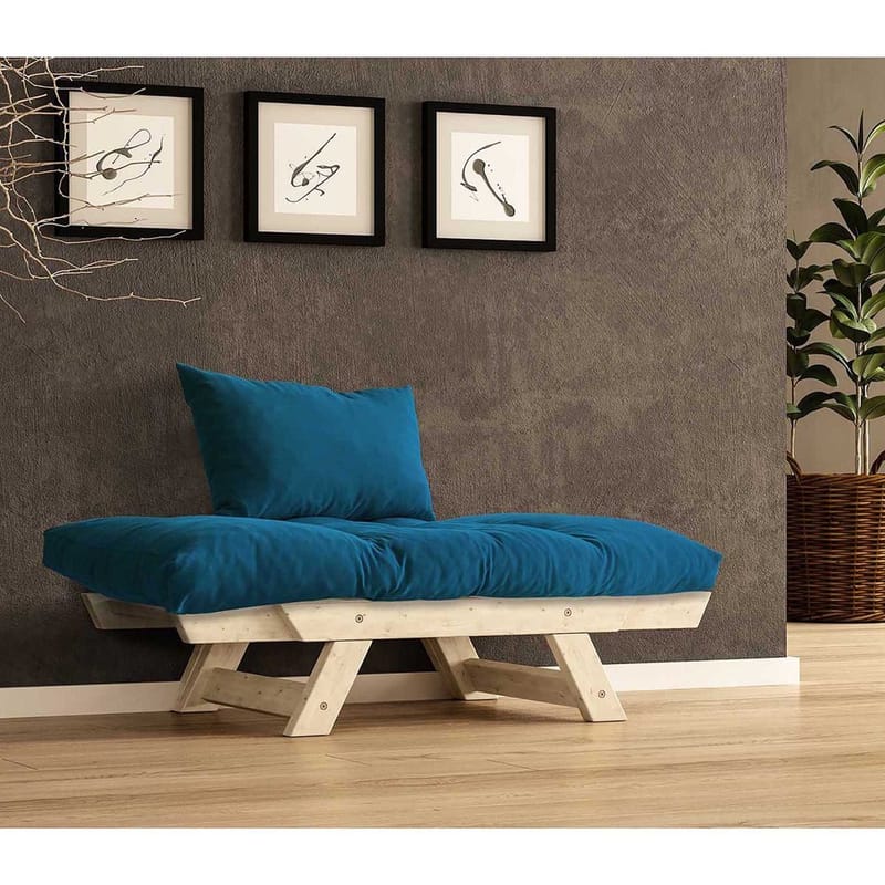 Zylar 2-personers Sovesofa - Blå/Natur - Møbler - Sofaer - Sovesofaer - 2 personers sovesofa