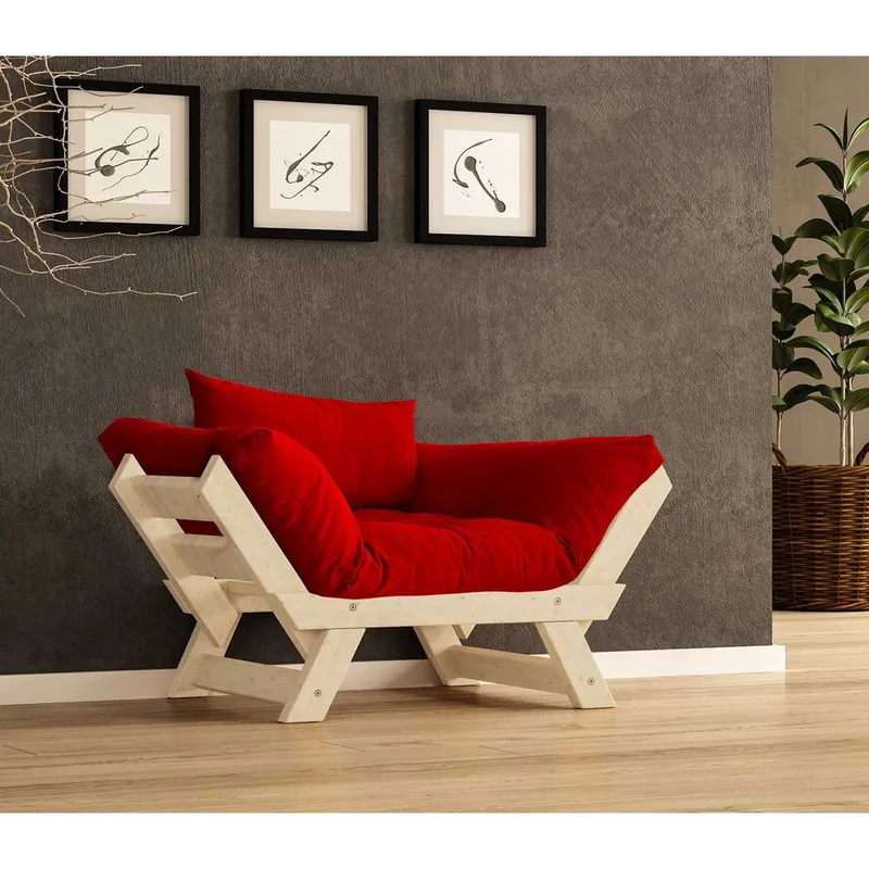 Zylar 2-personers Sovesofa - Natur/Rød - Møbler - Sofaer - Sovesofaer - 2 personers sovesofa