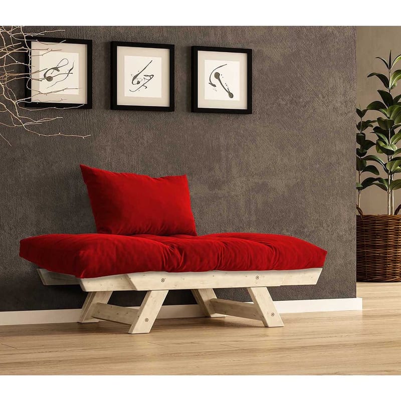 Zylar 2-personers Sovesofa - Natur/Rød - Møbler - Sofaer - Sovesofaer - 2 personers sovesofa