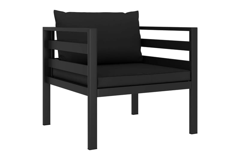 1-Personers Sofa med Hynder Aluminium Antracitgrå - Grå - Loungestol udendørs - Udendørs lænestol