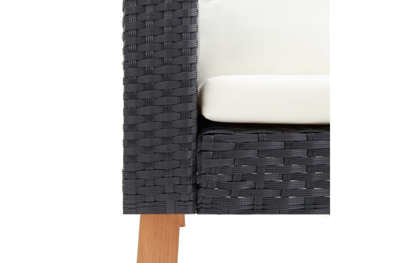 1-personssofa med hynder polyrattan sort - Sort - Loungestol udendørs - Udendørs lænestol