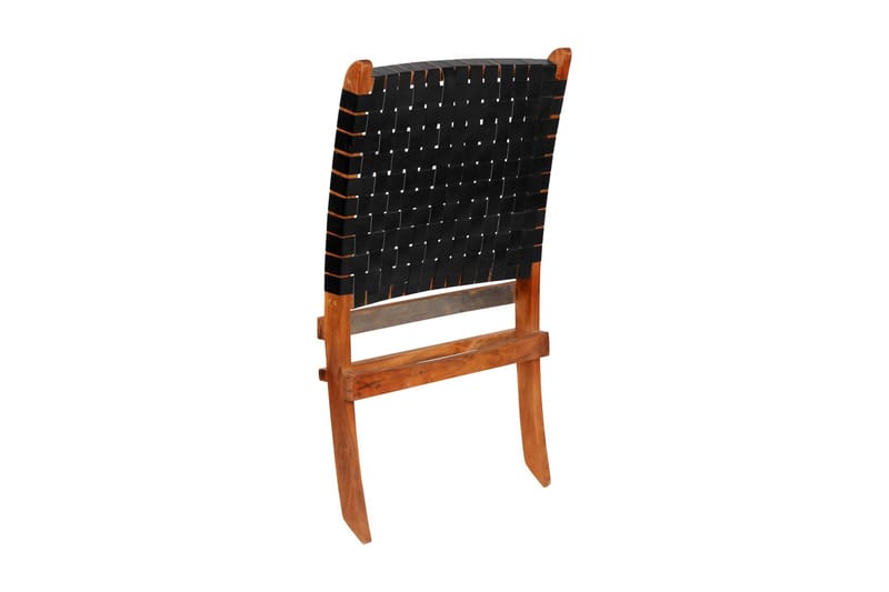 Afslapningsstol Ægte Læder 59 X 72 X 79 Cm Krydsstriber Sort - Sort - Loungestol udendørs - Udendørs lænestol