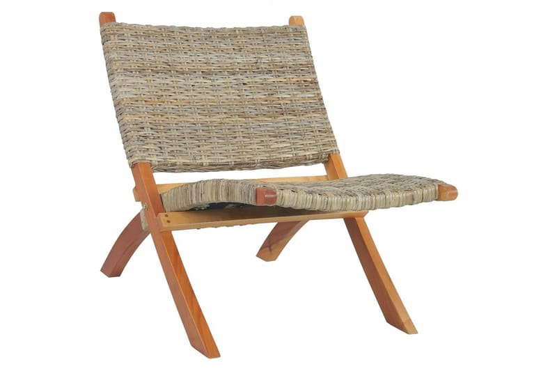 afslapningsstol naturlig kubu-rattan massivt mahognitræ - Brun - Loungestol udendørs - Udendørs lænestol