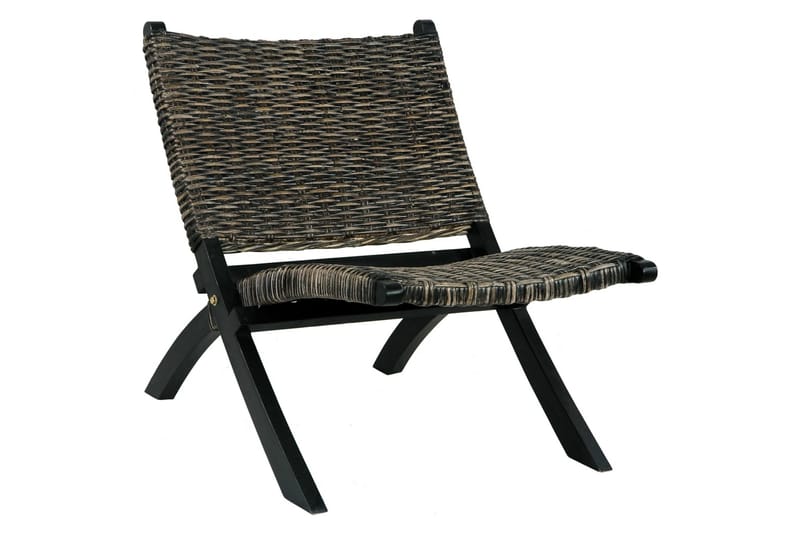 afslapningsstol naturlig kubu-rattan massivt mahognitræ sort - Sort - Loungestol udendørs - Udendørs lænestol
