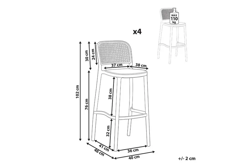 Barstol sæt á 4 Plose - Havemøbler - Havestole - Barskammel
