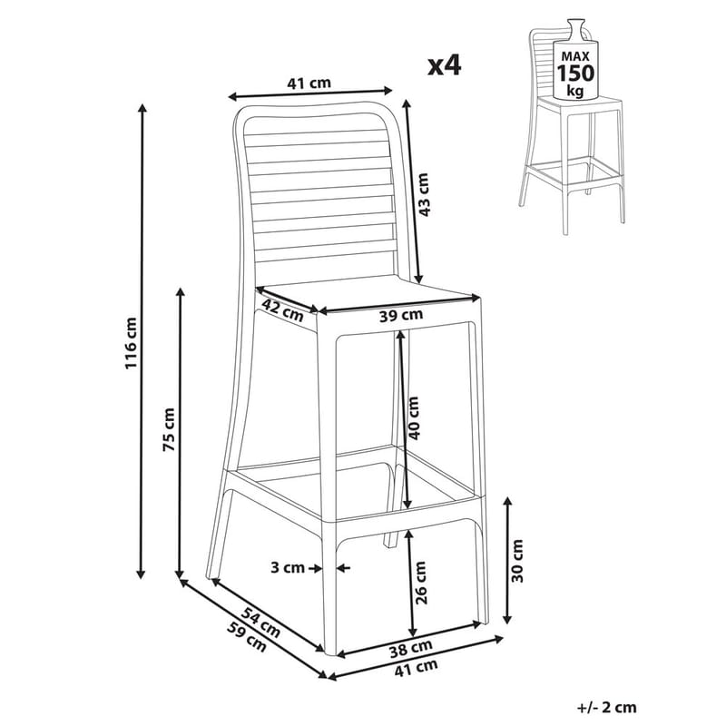 Barstol Seceda 4-pak - Havemøbler - Havestole - Barskammel