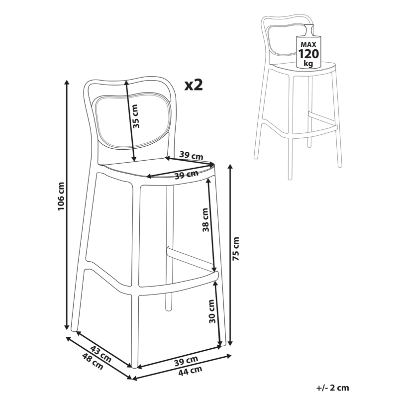 Barstol udendørs Celleno - Sort - Havemøbler - Havestole - Barskammel