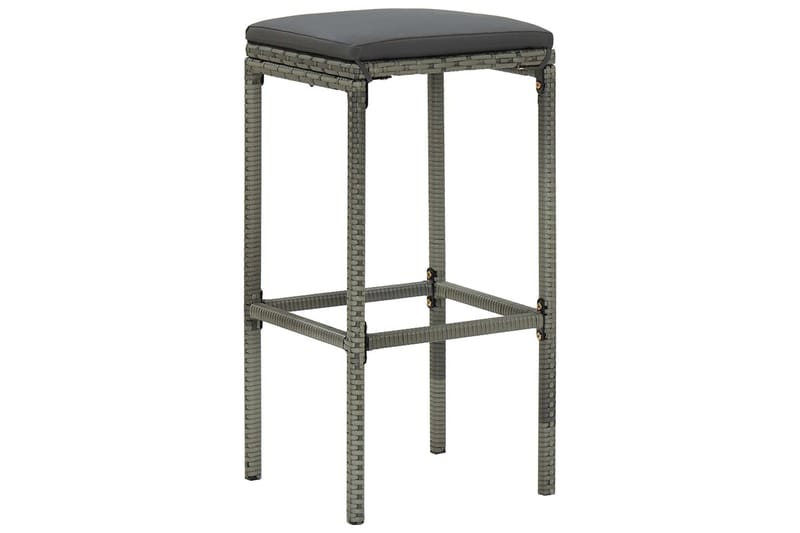 Barstole med hynder 2 stk. polyrattan grå - Grå - Havemøbler - Havestole - Barskammel