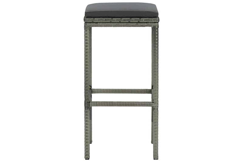 Barstole med hynder 2 stk. polyrattan grå - Grå - Havemøbler - Havestole - Barskammel