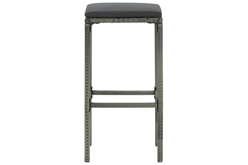 Barstole med hynder 2 stk. polyrattan grå - Grå - Havemøbler - Havestole - Barskammel