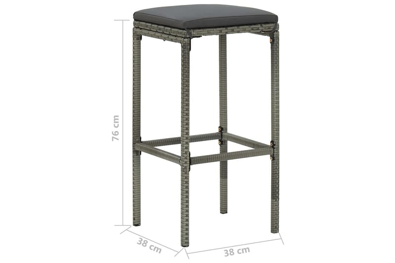 Barstole med hynder 2 stk. polyrattan grå - Grå - Havemøbler - Havestole - Barskammel