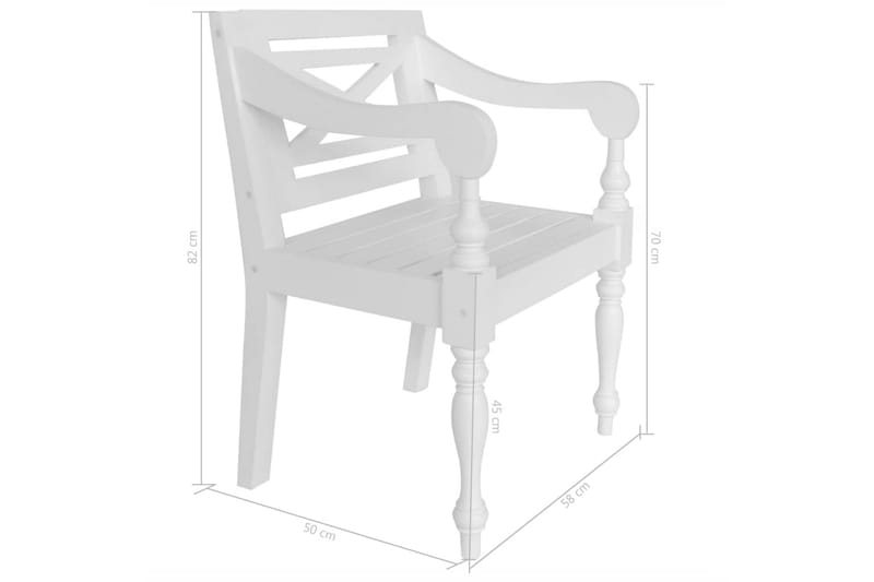 Batavia-Stole 2 Stk. Massivt Mahognitræ Hvid - Hvid - Loungestol udendørs - Udendørs lænestol