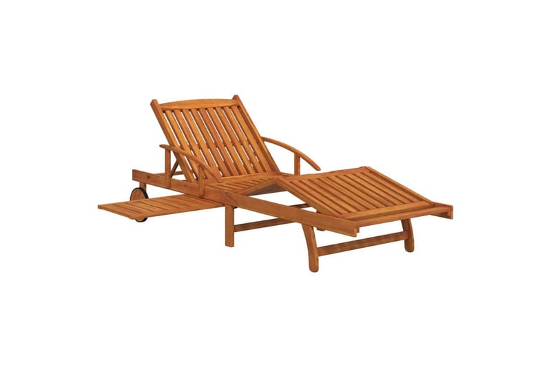 beBasic liggestole 2 stk. med bord massivt akacietræ - Brun - Havemøbler - Havestole - Solseng & solvogn