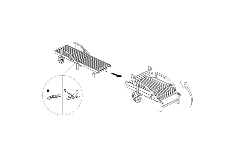 beBasic liggestole 2 stk. med bord massivt akacietræ - Brun - Solseng & solvogn