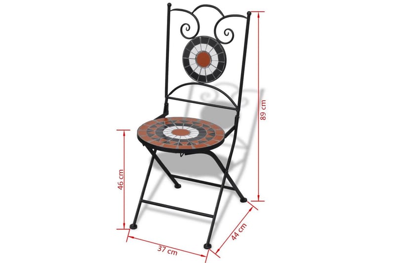Foldbare Bistrostole 2 Stk. Keramik Teracotta Og Hvid - Flerfarvet - Havemøbler - Havestole - Caféstole