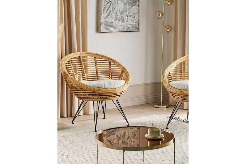 Carman Udendørslænestol - Natur/Sort/Beige - Havemøbler - Havestole - Udendørs lænestol