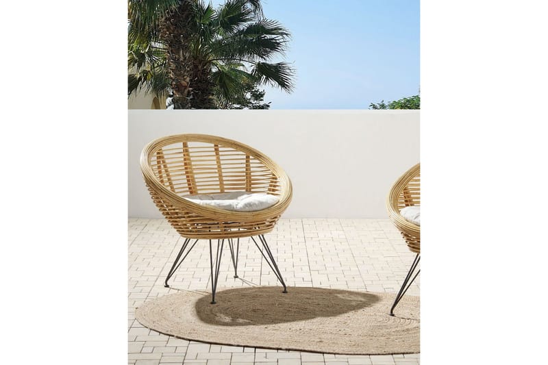 Carman Udendørslænestol - Natur/Sort/Beige - Havemøbler - Havestole - Udendørs lænestol