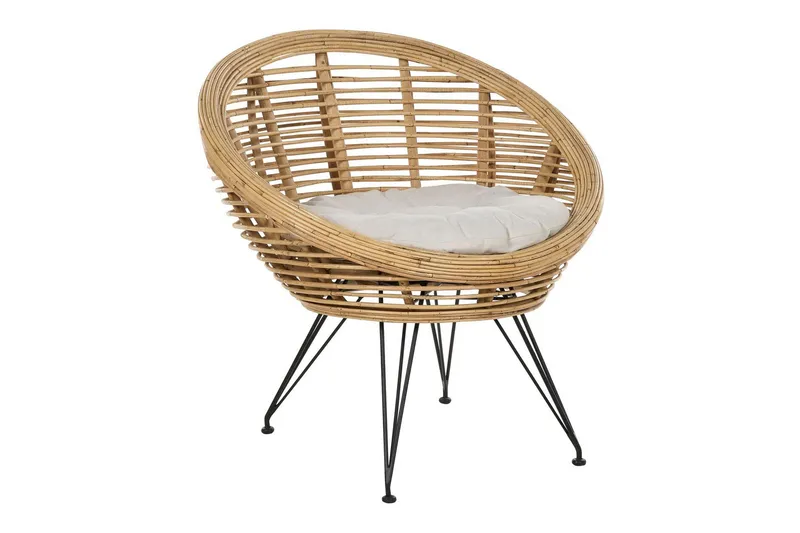 Carman Udendørslænestol, Natur/Sort/Beige