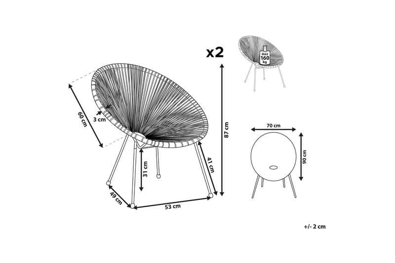 Cayaco Udendørslænestol - Orange/Sort - Havemøbler - Havestole - Udendørs lænestol
