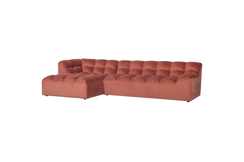 Chaiselong Allure - Vasket fløjl i rosa, Venstre - Møbler - Sofaer - Hjørnesofa