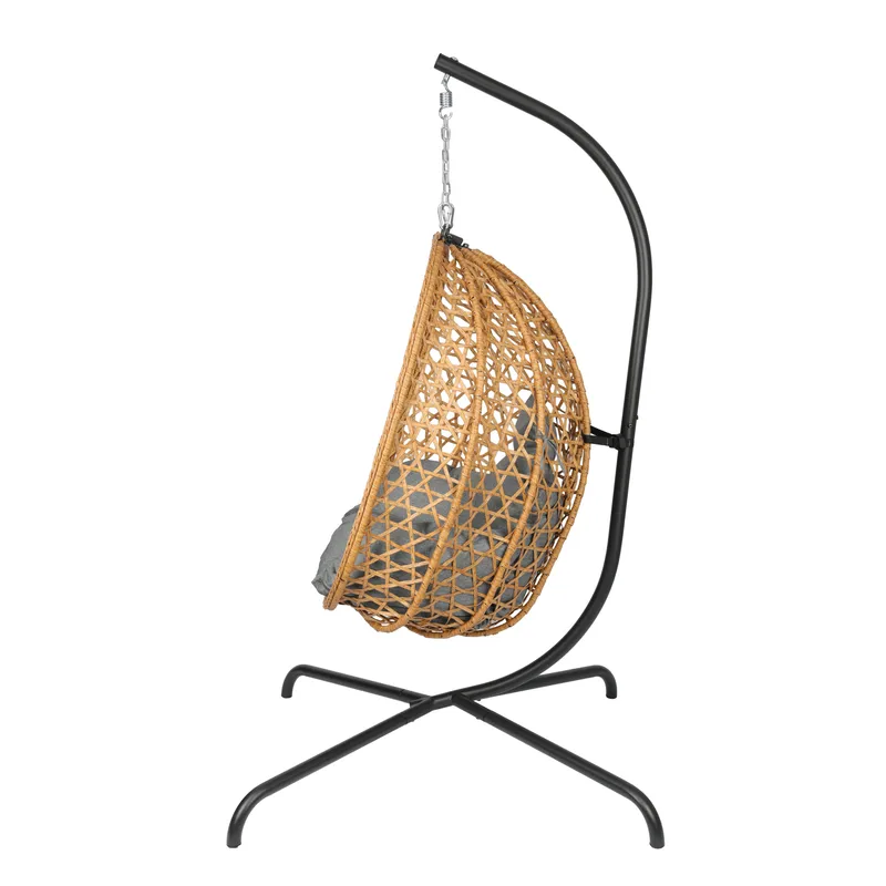 Etna hængestol med stativ til udendørsbrug - Æggestol i polyrattan - Brun - Havemøbler - Havestole - Hængestol - Hængestol på stativ