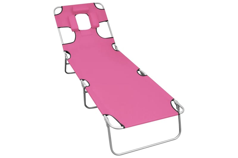 foldbar liggestol med nakkehynde stål pink - Lyserød - Havemøbler - Havestole - Solseng & solvogn