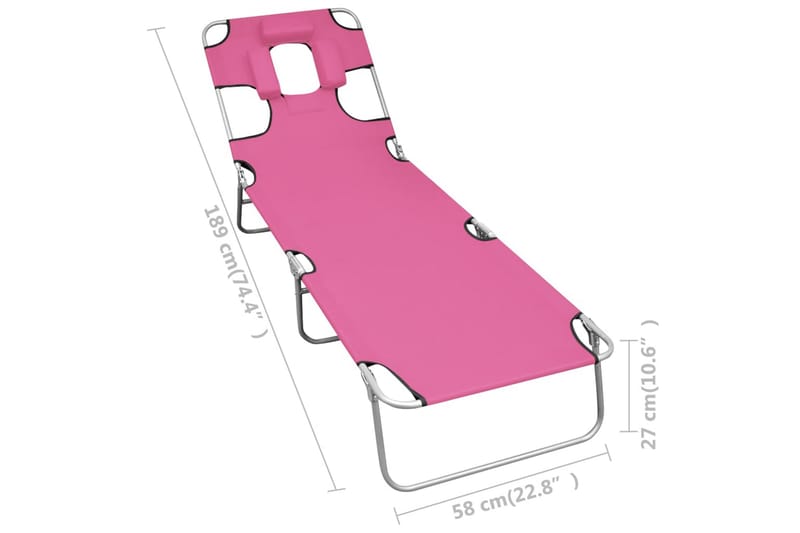 foldbar liggestol med nakkehynde stål pink - Lyserød - Havemøbler - Havestole - Solseng & solvogn