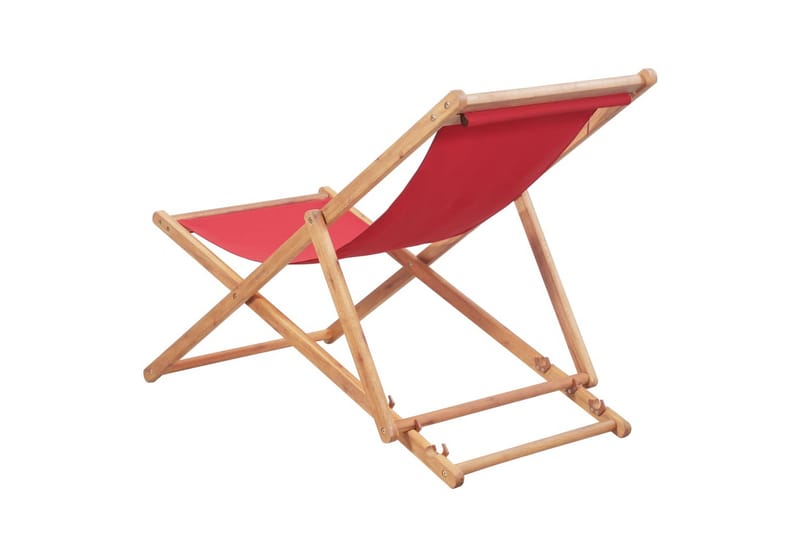 Foldbar Strandstol Stof Og Træstel Rød - Rød - Loungestol udendørs - Udendørs lænestol
