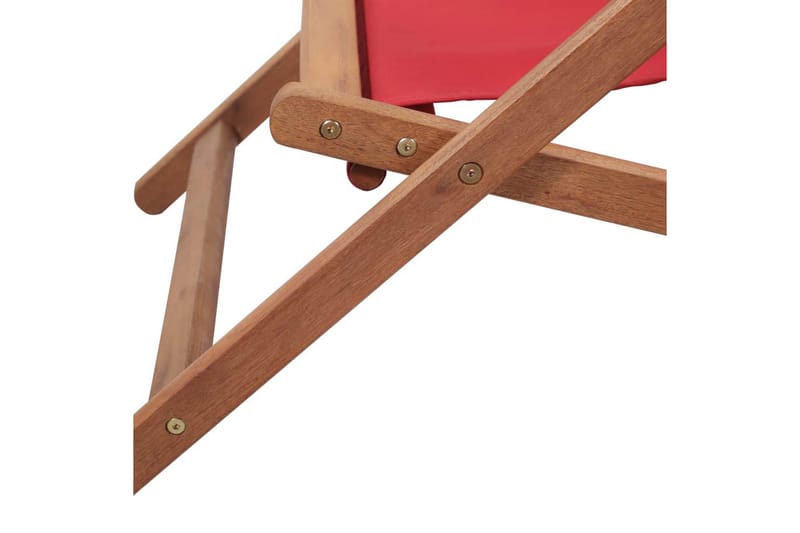Foldbar Strandstol Stof Og Træstel Rød - Rød - Loungestol udendørs - Udendørs lænestol