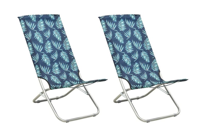 Foldbare Strandstole 2 Stk. Stof Bladmønster - Havemøbler - Havestole - Solstole