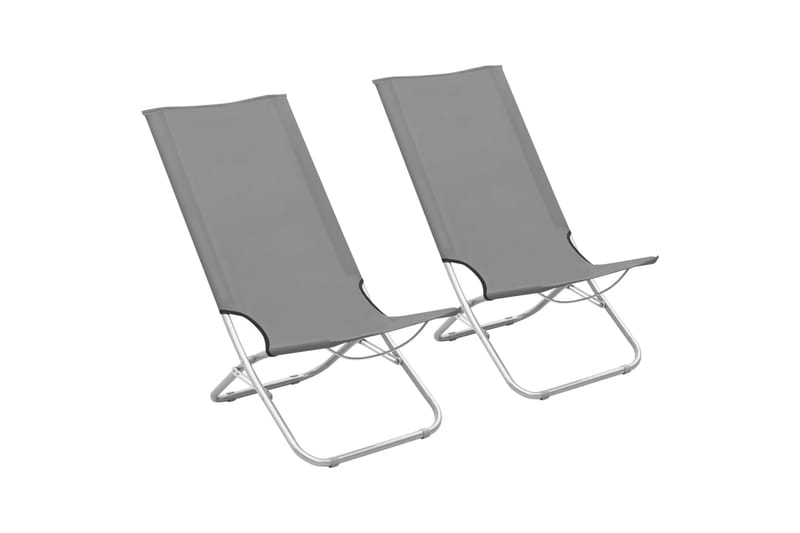 Foldbare Strandstole 2 Stk. Stof Grå - Grå - Havemøbler - Havestole - Solstole