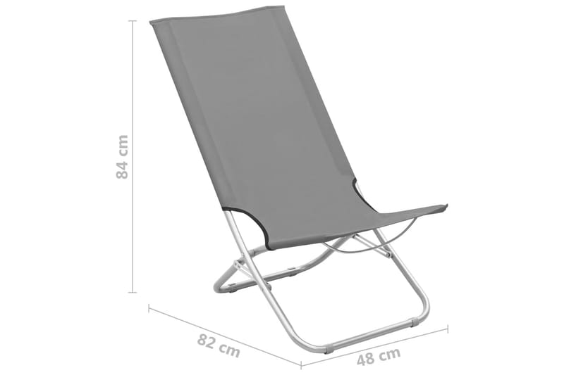 Foldbare Strandstole 2 Stk. Stof Grå - Grå - Havemøbler - Havestole - Solstole