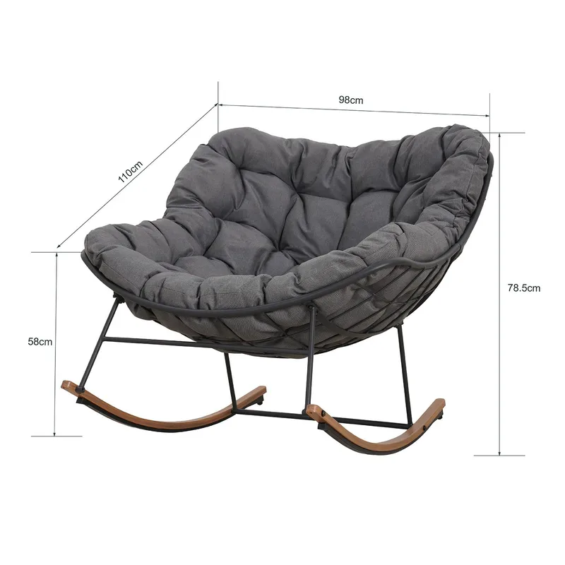 Gyngestol HOME4YOU Royal Mørkegrå - Mørkegrå - Havemøbler - Havestole - Havegyngestol