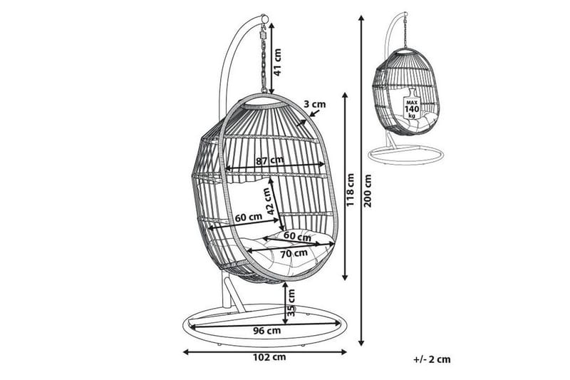 Hængestol Alba - Sort, Grå - Havemøbler - Havestole - Hængestol
