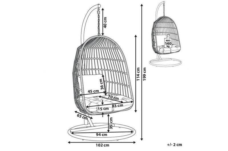 Hængestol Allera - Hvid, Grå - Havemøbler - Havestole - Hængestol