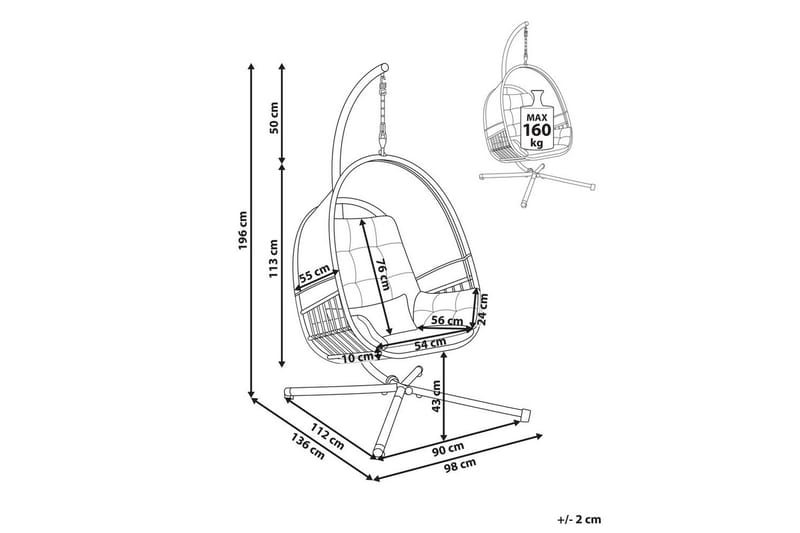 Hængestol Alviano - Lys grå - Havemøbler - Havestole - Hængestol