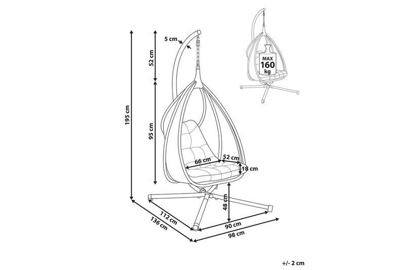 Hængestol Avegno - Lys grå - Havemøbler - Havestole - Hængestol