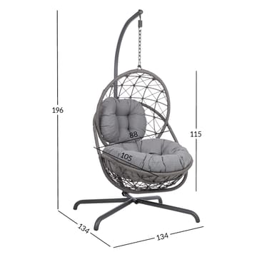 Hængestol HOME4YOU Amara 134x134x196 cm mørkegrå - Mørkegrå - Havemøbler - Havestole - Hængestol - Hængestol på stativ