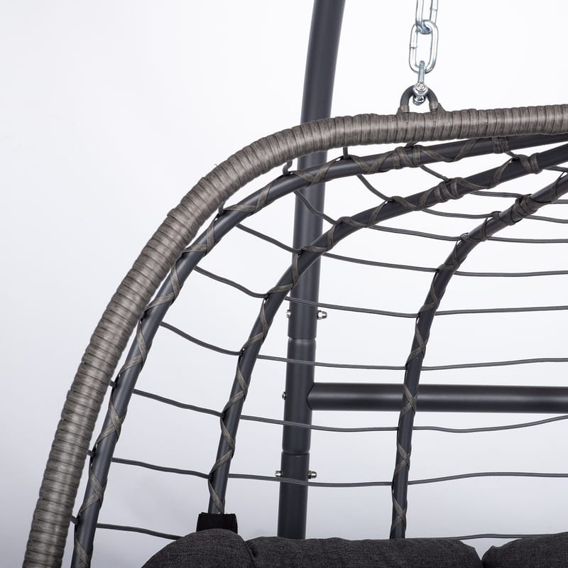 Hængestol HOME4YOU Finse 2-personers 142x106x194 cm mørkegrå - mørkegrå - Havemøbler - Havestole - Hængestol - Hængestol på stativ