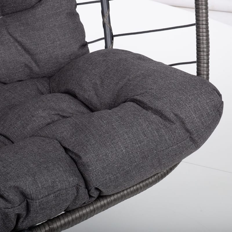 Hængestol HOME4YOU Finse 2-personers 142x106x194 cm mørkegrå - mørkegrå - Havemøbler - Havestole - Hængestol - Hængestol på stativ