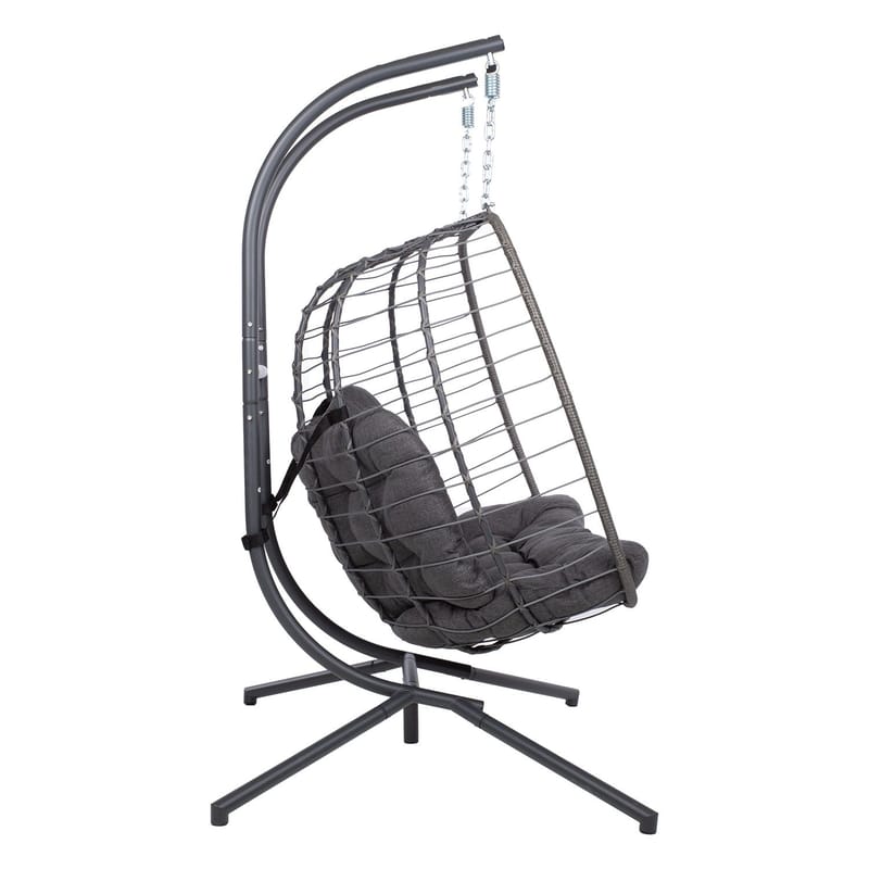 Hængestol HOME4YOU Finse 2-personers 142x106x194 cm mørkegrå - mørkegrå - Havemøbler - Havestole - Hængestol - Hængestol på stativ