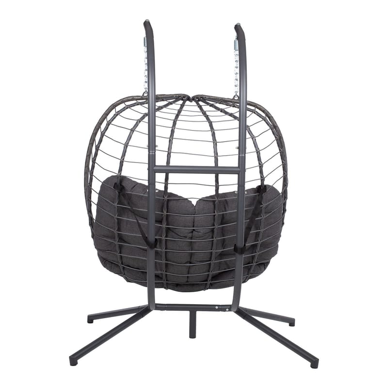 Hængestol HOME4YOU Finse 2-personers 142x106x194 cm mørkegrå - mørkegrå - Havemøbler - Havestole - Hængestol - Hængestol på stativ
