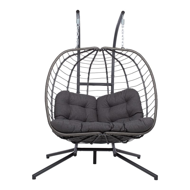 Hængestol HOME4YOU Finse 2-personers 142x106x194 cm mørkegrå - mørkegrå - Havemøbler - Havestole - Hængestol - Hængestol på stativ
