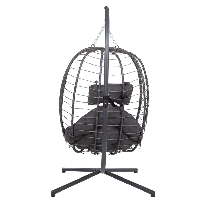 Hængestol HOME4YOU Granvin 90x114x186 cm mørkegrå - mørkegrå - Havemøbler - Havestole - Hængestol - Hængestol på stativ