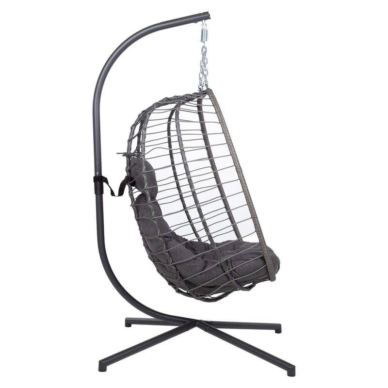 Hængestol HOME4YOU Granvin 90x114x186 cm mørkegrå - mørkegrå - Havemøbler - Havestole - Hængestol - Hængestol på stativ