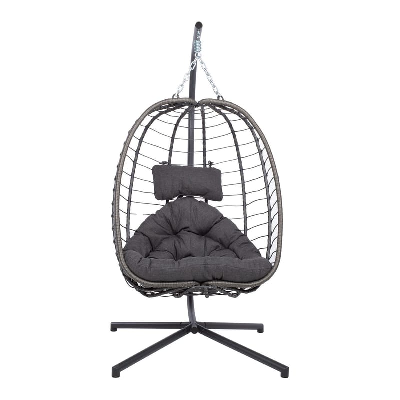 Hængestol HOME4YOU Granvin 90x114x186 cm mørkegrå - mørkegrå - Havemøbler - Havestole - Hængestol - Hængestol på stativ