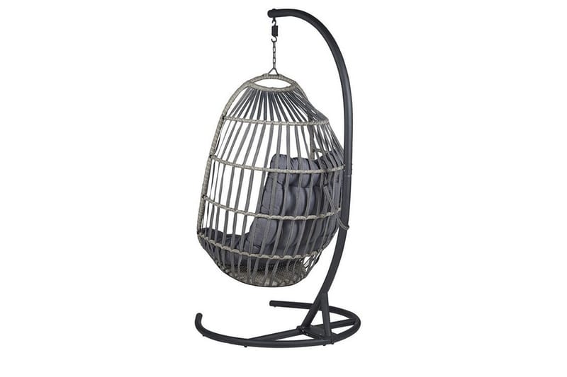 Hængestol med stativ polyrattan mørkegrå SESIA - Grå - Havemøbler - Havestole - Hængestol